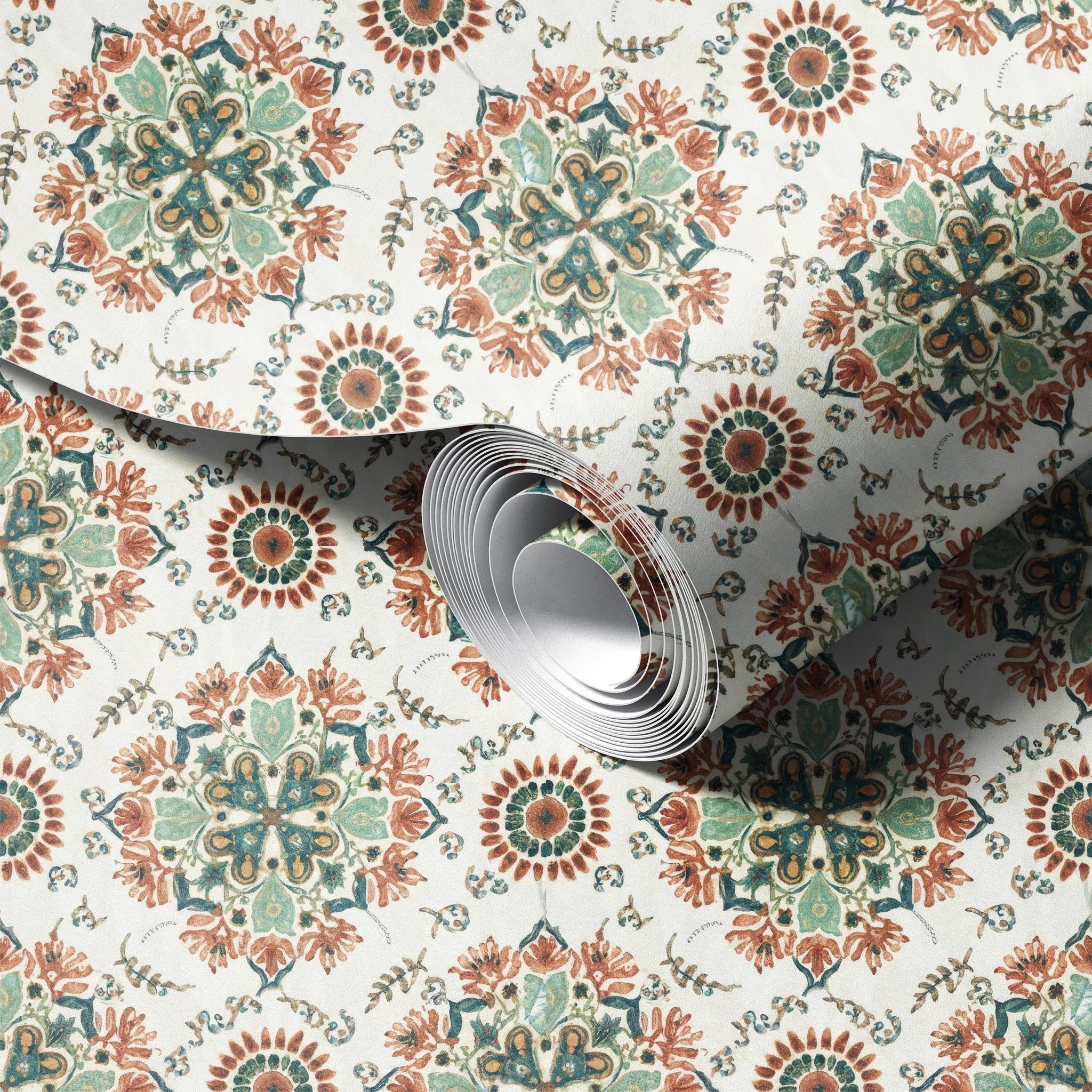 Mandala peel and stick wallpaper room mockup